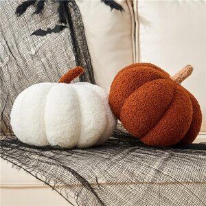 Pumpkin Pillow, 2 Pcs Halloween Pumpkin Throw Pillow 11.8 x 6 Inch
